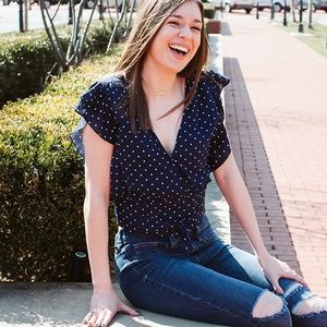 Navy Blue Polka Dot Crop